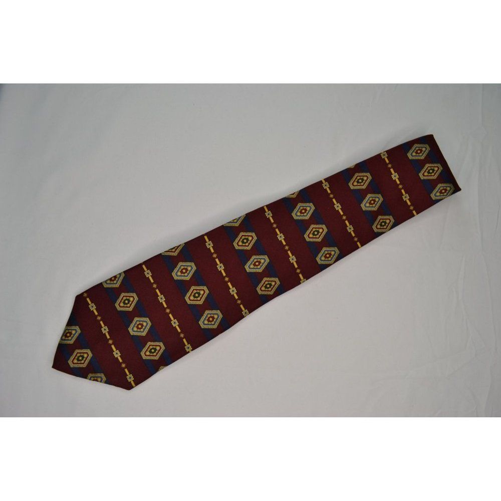 Tommy Hilfiger Men's Red Silk Geometric Tie